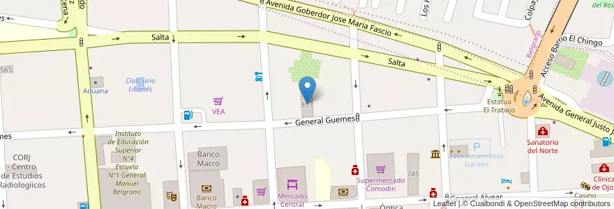 Mapa de ubicacion de Instituto de Vivienda y Urbanismo de Jujuy en Аргентина, Жужуй, Departamento Doctor Manuel Belgrano, Municipio De San Salvador De Jujuy.