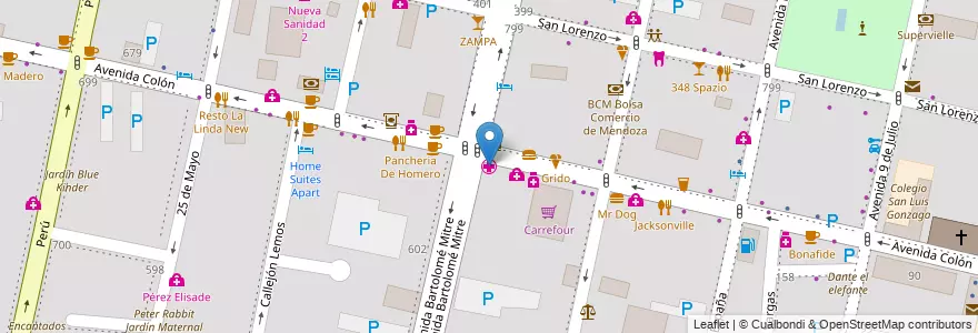 Mapa de ubicacion de Instituto del Corazón en آرژانتین, شیلی, Mendoza, Departamento Capital, Sección 2ª Barrio Cívico, Ciudad De Mendoza.
