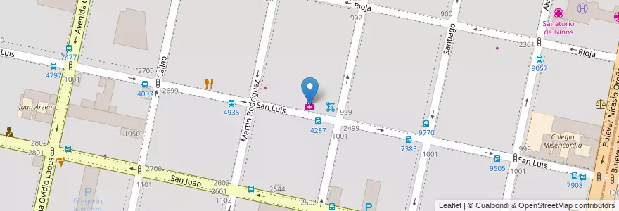Mapa de ubicacion de Instituto Doctor Jaime Slullitel en Arjantin, Santa Fe, Departamento Rosario, Municipio De Rosario, Rosario.