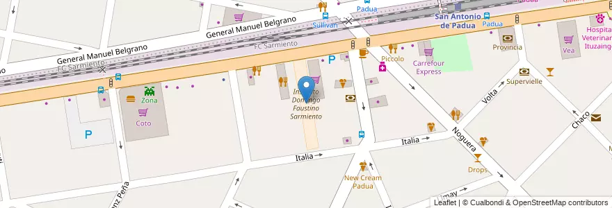 Mapa de ubicacion de Instituto Domingo Faustino Sarmiento en 阿根廷, 布宜诺斯艾利斯省, Partido De Merlo, San Antonio De Padua.