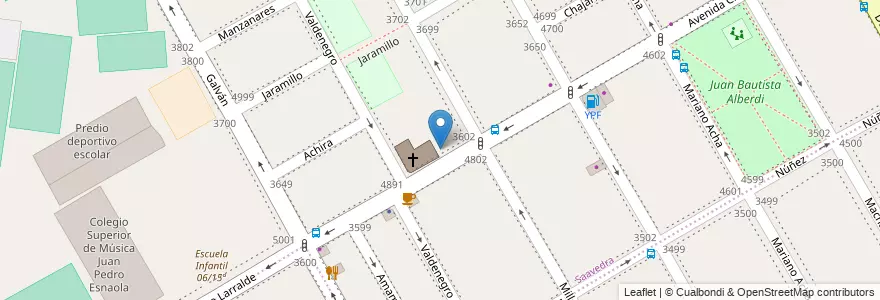 Mapa de ubicacion de Instituto Dulcísimo Nombre de Jesús, Saavedra en Arjantin, Ciudad Autónoma De Buenos Aires, Comuna 12, Buenos Aires.