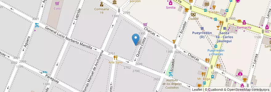 Mapa de ubicacion de Instituto Edmundo de Amicis, Recoleta en アルゼンチン, Ciudad Autónoma De Buenos Aires, Comuna 2, ブエノスアイレス.
