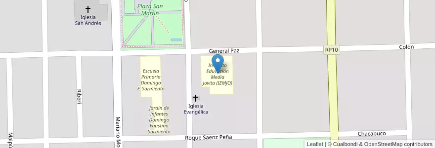 Mapa de ubicacion de Instituto Educación Media Jovita (IEMJO) en 아르헨티나, Córdoba, Departamento General Roca, Pedanía Italó, Jovita.
