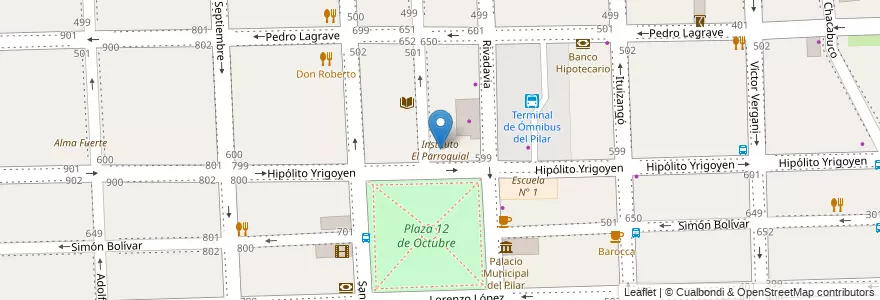 Mapa de ubicacion de Instituto El Parroquial en アルゼンチン, ブエノスアイレス州, Partido Del Pilar, Pilar.