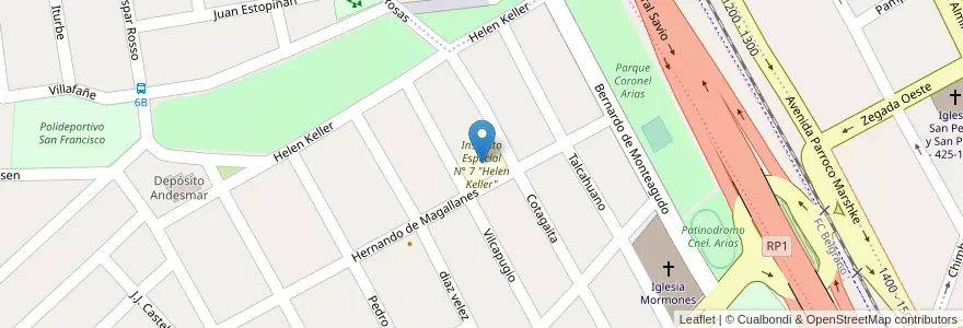 Mapa de ubicacion de Instituto Especial N° 7 "Helen Keller" en アルゼンチン, フフイ州, Departamento Doctor Manuel Belgrano, Municipio De San Salvador De Jujuy.