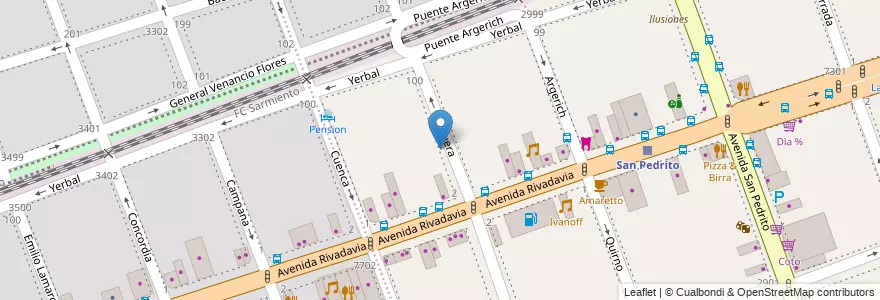 Mapa de ubicacion de Instituto Eyelén, Flores en 아르헨티나, Ciudad Autónoma De Buenos Aires, Comuna 7, 부에노스아이레스.