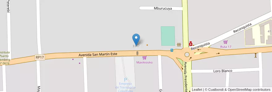 Mapa de ubicacion de Instituto Familiar Gumercindo Esquivel 0602 en アルゼンチン, ミシオネス州, Departamento Eldorado, Municipio De Eldorado, Eldorado.