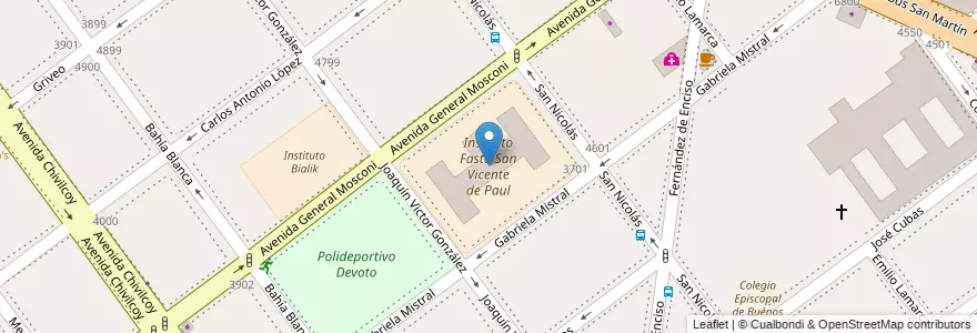 Mapa de ubicacion de Instituto Fasta San Vicente de Paul, Villa Devoto en Аргентина, Буэнос-Айрес, Буэнос-Айрес, Comuna 11.