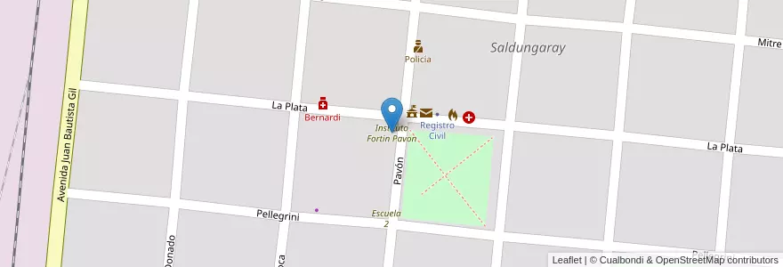 Mapa de ubicacion de Instituto Fortin Pavon en 아르헨티나, 부에노스아이레스주, Partido De Tornquist, Saldungaray.
