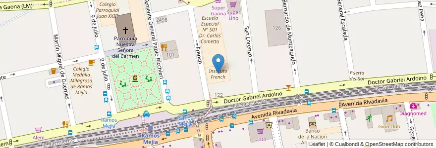 Mapa de ubicacion de Instituto French en 아르헨티나, 부에노스아이레스주, Partido De La Matanza, Ramos Mejía.