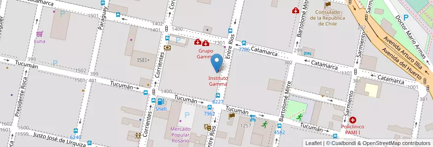 Mapa de ubicacion de Instituto Gamma en アルゼンチン, サンタフェ州, Departamento Rosario, Municipio De Rosario, ロサリオ.