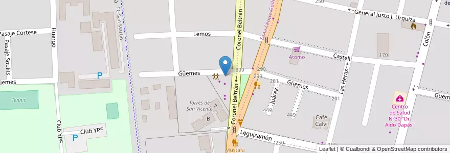 Mapa de ubicacion de Instituto Gastronomico Argetina (IGA) en アルゼンチン, チリ, メンドーサ州, Godoy Cruz, Departamento Godoy Cruz, Distrito Ciudad De Godoy Cruz.