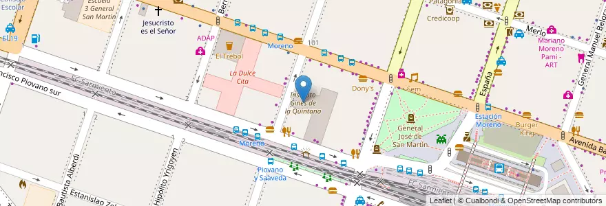 Mapa de ubicacion de Instituto Gines de la Quintana en Argentina, Buenos Aires, Partido De Moreno, Moreno.