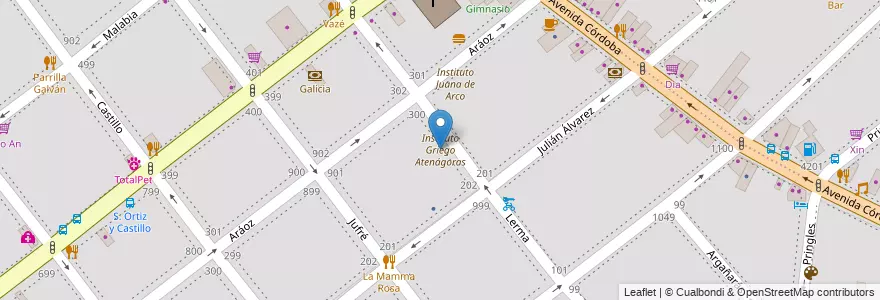Mapa de ubicacion de Instituto Griego Atenágoras, Villa Crespo en 阿根廷, Ciudad Autónoma De Buenos Aires, 布宜诺斯艾利斯, Comuna 15.