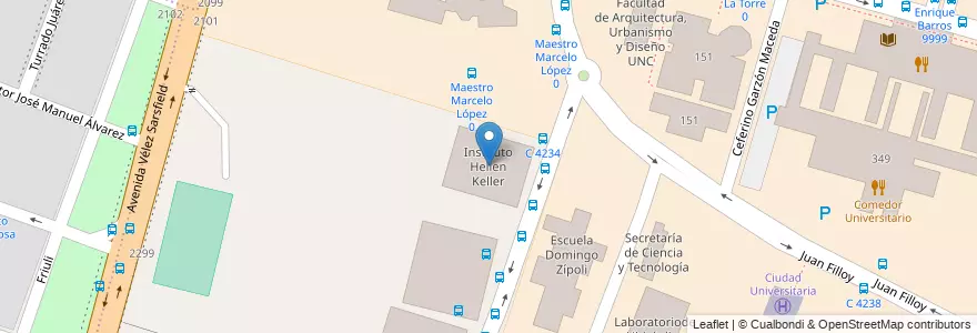 Mapa de ubicacion de Instituto Hellen Keller en アルゼンチン, コルドバ州, Departamento Capital, Pedanía Capital, Córdoba, Municipio De Córdoba.