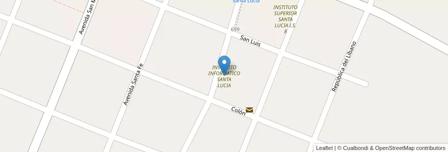 Mapa de ubicacion de INSTITUTO INFORMATICO SANTA LUCIA en アルゼンチン, コリエンテス州, Departamento Lavalle, Municipio De Santa Lucía.