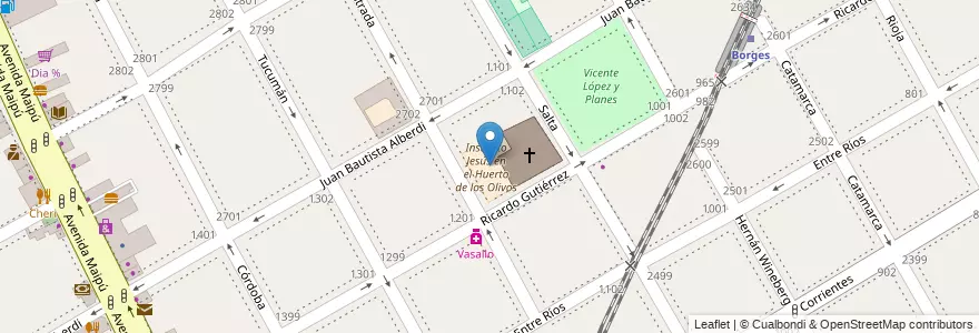 Mapa de ubicacion de Instituto Jesús en el Huerto de los Olivos en Argentina, Provincia Di Buenos Aires, Partido De Vicente López, Vicente López.