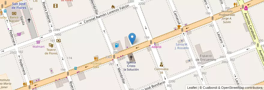 Mapa de ubicacion de Instituto Juan Bautista Alberdi, Flores en 阿根廷, Ciudad Autónoma De Buenos Aires, Comuna 7, 布宜诺斯艾利斯.