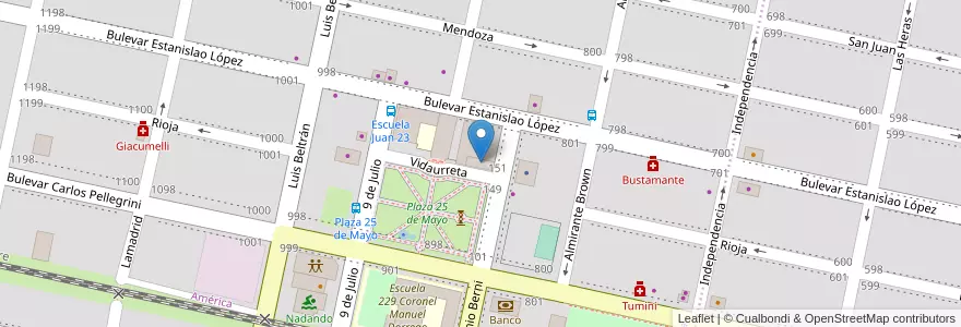 Mapa de ubicacion de Instituto Juan Pablo II 4038 en آرژانتین, سانتافه, Departamento San Lorenzo, Municipio De Roldán, Roldán.