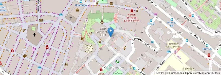 Mapa de ubicacion de instituto Karmelo en İspanya, Bask Bölgesi, Bizkaia, Bilboaldea, Bilbao.