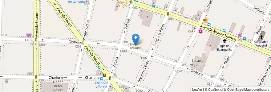 Mapa de ubicacion de Instituto Lecanne, Chacarita en الأرجنتين, Ciudad Autónoma De Buenos Aires, Buenos Aires, Comuna 15.