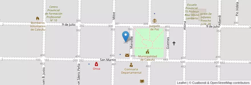 Mapa de ubicacion de Instituto Lucio Victorio Mansilla en アルゼンチン, ラ・パンパ州, Departamento Rancul, Municipio De Caleufú.