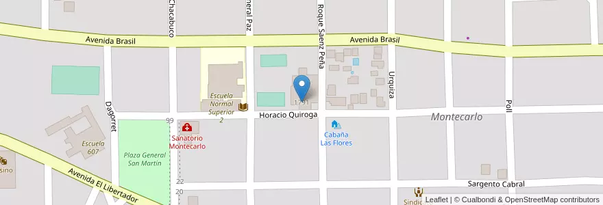 Mapa de ubicacion de Instituto Madre Teresa Michel 1203 en アルゼンチン, ミシオネス州, Departamento Montecarlo, Municipio De Montecarlo, Montecarlo.