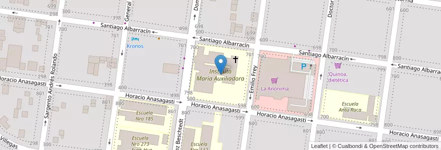 Mapa de ubicacion de Instituto María Auxiliadora en Argentina, Chile, Río Negro, Departamento Bariloche, Municipio De San Carlos De Bariloche, San Carlos De Bariloche.