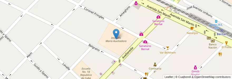 Mapa de ubicacion de Instituto Maria Auxiliadora en アルゼンチン, ブエノスアイレス州, Partido De Quilmes, Bernal.