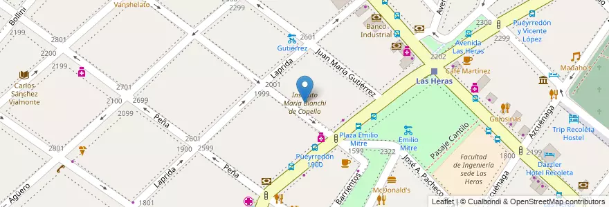 Mapa de ubicacion de Instituto María Bianchi de Copello, Recoleta en آرژانتین, Ciudad Autónoma De Buenos Aires, Comuna 2, Buenos Aires.