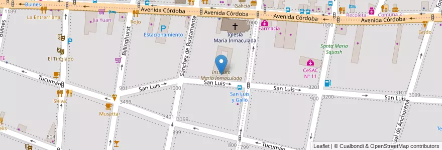 Mapa de ubicacion de Instituto María Inmaculada, Almagro en 阿根廷, Ciudad Autónoma De Buenos Aires, Comuna 5, 布宜诺斯艾利斯.