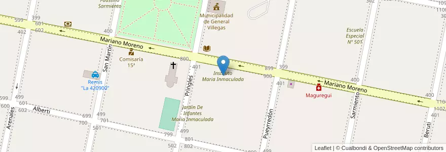 Mapa de ubicacion de Instituto Maria Inmaculada en アルゼンチン, ブエノスアイレス州, Partido De General Villegas.