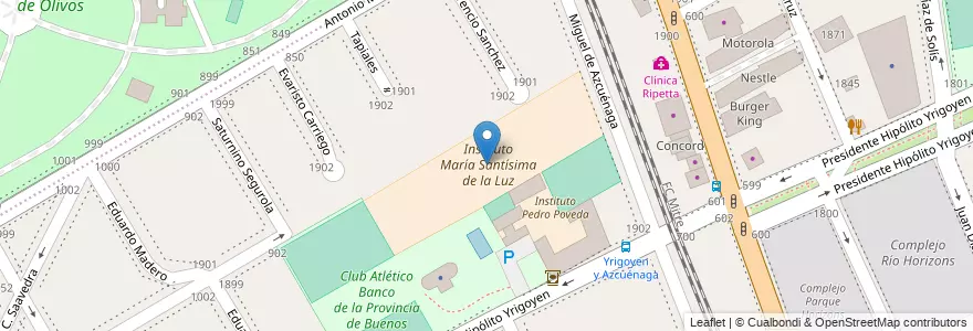 Mapa de ubicacion de Instituto María Santísima de la Luz en آرژانتین, استان بوئنوس آیرس, Partido De Vicente López, Vicente López.