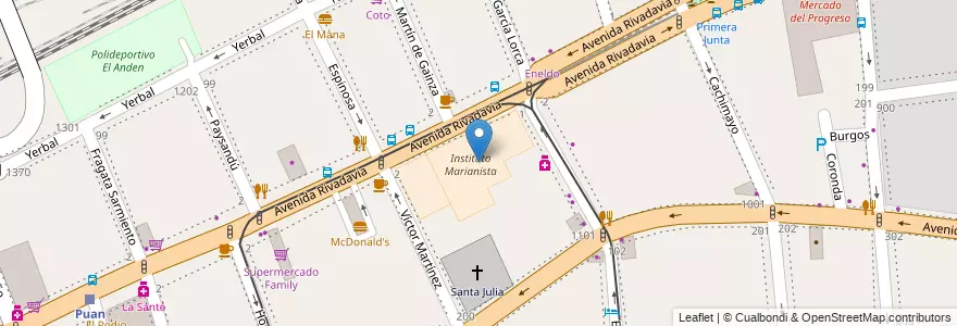 Mapa de ubicacion de Instituto Marianista, Caballito en 아르헨티나, Ciudad Autónoma De Buenos Aires, 부에노스아이레스, Comuna 6.