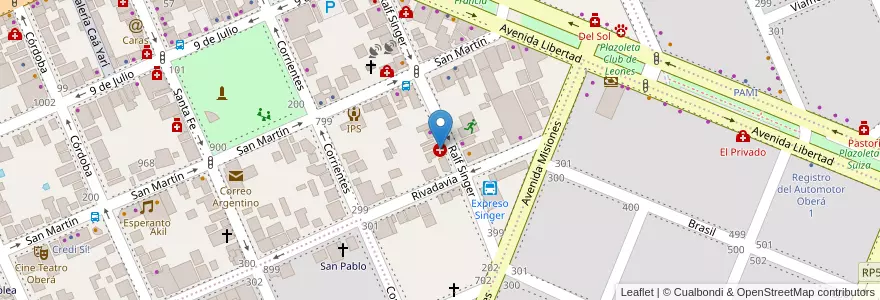 Mapa de ubicacion de Instituto Mattos en آرژانتین, Misiones, Departamento Oberá.