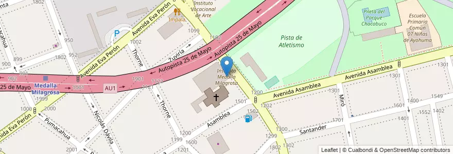 Mapa de ubicacion de Instituto Medalla Milagrosa, Parque Chacabuco en Argentina, Ciudad Autónoma De Buenos Aires, Comuna 7, Buenos Aires.