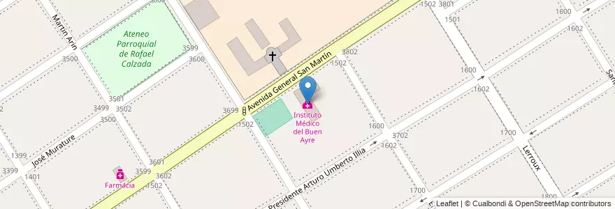 Mapa de ubicacion de Instituto Médico del Buen Ayre en Arjantin, Buenos Aires, Partido De Almirante Brown, Rafael Calzada.
