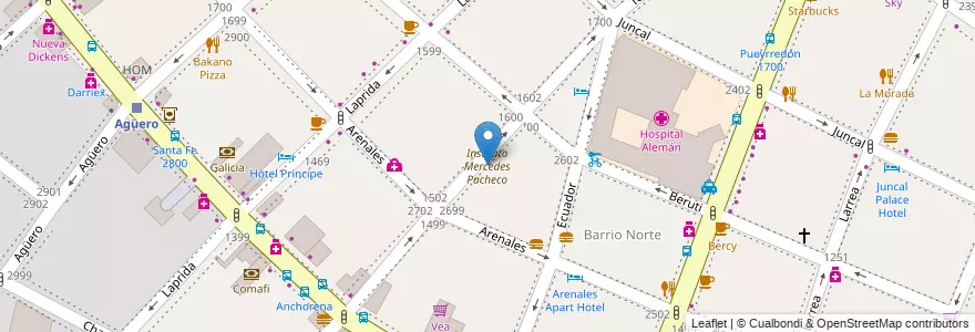Mapa de ubicacion de Instituto Mercedes Pacheco, Recoleta en Аргентина, Буэнос-Айрес, Comuna 2, Буэнос-Айрес.