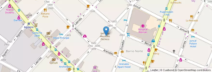 Mapa de ubicacion de Instituto Mercedes Pacheco, Recoleta en Argentinië, Ciudad Autónoma De Buenos Aires, Comuna 2, Buenos Aires.