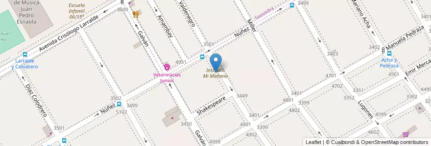 Mapa de ubicacion de Instituto Mi Mañana, Villa Urquiza en 阿根廷, Ciudad Autónoma De Buenos Aires, Comuna 12, 布宜诺斯艾利斯.