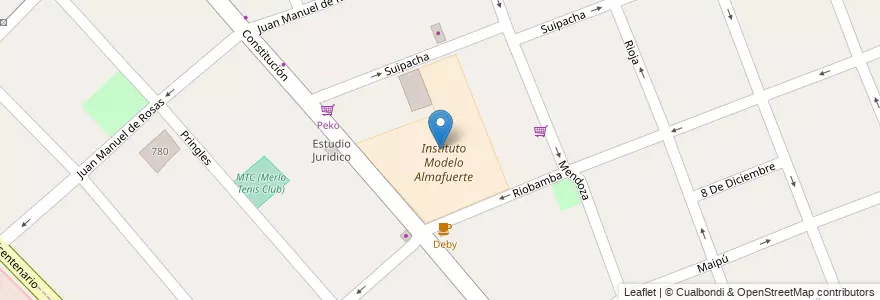 Mapa de ubicacion de Instituto Modelo Almafuerte en 아르헨티나, 부에노스아이레스주, Partido De Merlo, Merlo.