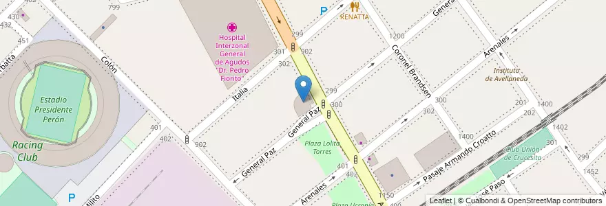 Mapa de ubicacion de Instituto Municipal de Odontología en 阿根廷, 布宜诺斯艾利斯省, Partido De Avellaneda, Avellaneda.