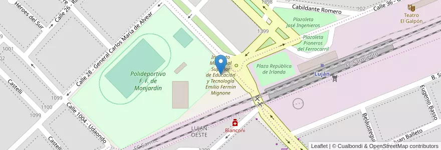 Mapa de ubicacion de Instituto Municipal Superior de Educación y Tecnología Emilio Fermín Mignone en Argentinien, Provinz Buenos Aires, Partido De Luján.