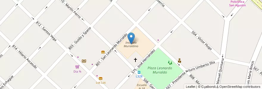 Mapa de ubicacion de Instituto Murialdino en アルゼンチン, ブエノスアイレス州, Partido De Tres De Febrero, Villa Bosch.