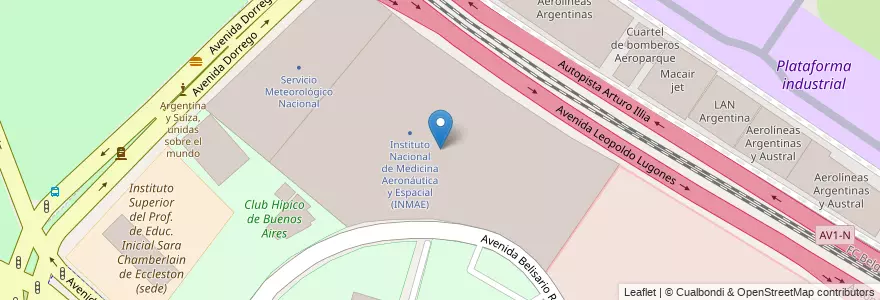 Mapa de ubicacion de Instituto Nacional de Medicina Aeronáutica y Espacial (INMAE), Palermo en Arjantin, Ciudad Autónoma De Buenos Aires, Buenos Aires, Comuna 14.