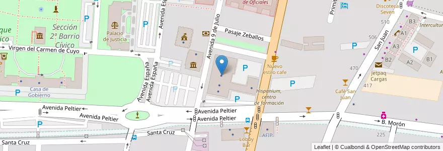 Mapa de ubicacion de Instituto Nacional de Semillas en Arjantin, Şili, Mendoza, Departamento Capital, Sección 2ª Barrio Cívico, Ciudad De Mendoza.