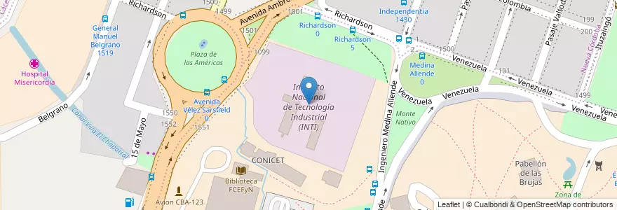 Mapa de ubicacion de Instituto Nacional de Tecnología Industrial (INTI) en Arjantin, Córdoba, Departamento Capital, Pedanía Capital, Córdoba, Municipio De Córdoba.