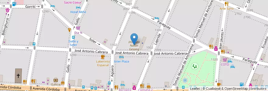 Mapa de ubicacion de Instituto Natan Gesang, Recoleta en 阿根廷, Ciudad Autónoma De Buenos Aires, Comuna 2, 布宜诺斯艾利斯.