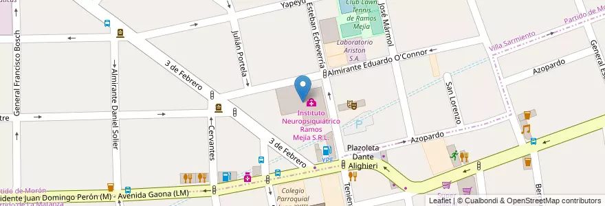 Mapa de ubicacion de Instituto Neuropsiquiátrico Ramos Mejía S.R.L. en Argentinien, Provinz Buenos Aires, Partido De Morón, Villa Sarmiento.