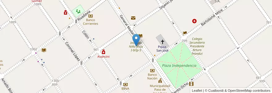 Mapa de ubicacion de Instituto Niño Jesús I-9/Ip-5 en الأرجنتين, Corrientes, Departamento Paso De Los Libres, Municipio De Paso De Los Libres.